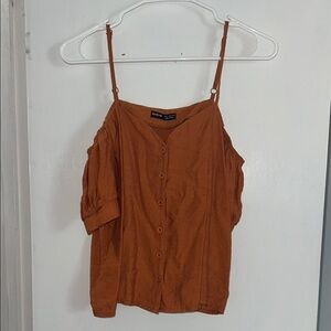 Shein Women's Orange Button-Up Top- size small